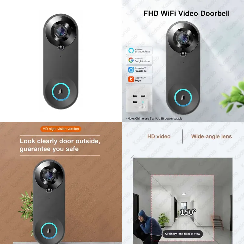 Video Doorbell - Видеодомофон Kadonio 1080P с Wi-Fi, датчиком