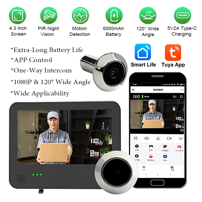 Video Doorbell - Умный видеодомофон Tuya с Wi-Fi, экран