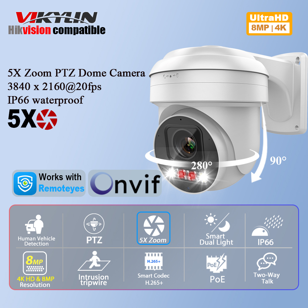 Homesmart Online - Vikylin 8MP IP-камера видеонаблюдения PTZ с