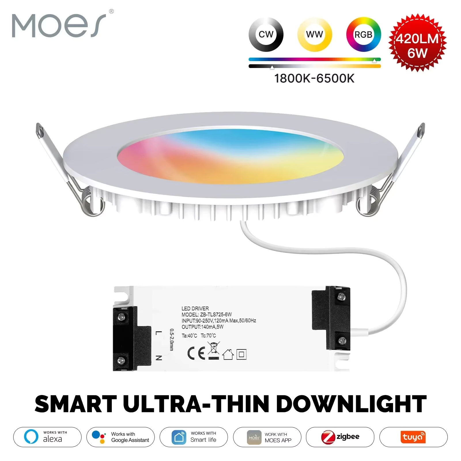 Smart Home Youtube - MOES ZigBee Downlight Tuya Ультратонкая трубчатая