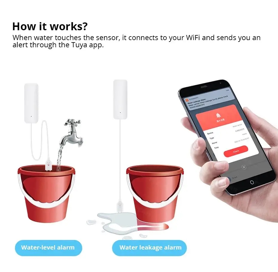 Умный датчик утечки воды Tuya, – обзор и цена Wifi Water Sensor